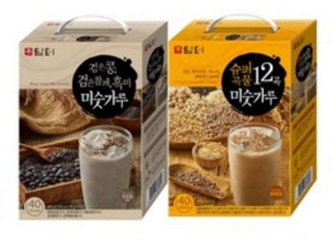 담터 슈퍼곡물12곡 미숫가루 40T 1개 + 검은콩 흑미 미숫가루 40T 1개/선식 식사대용 전통음료, 800g