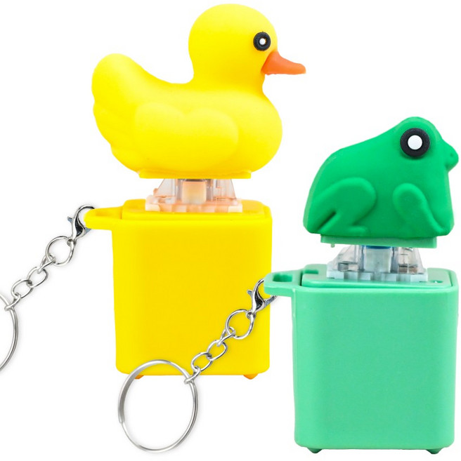 토이토 소리나는 오리 개구리 딸깍이 키캡 키링 클릭커 피젯토이, 1개, 오리+개구리