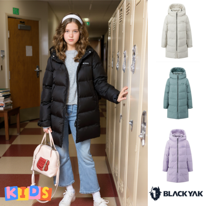 [정가 249000원] 블랙야크 키즈 남여공용 덕다운 롱패딩 점퍼 역시즌