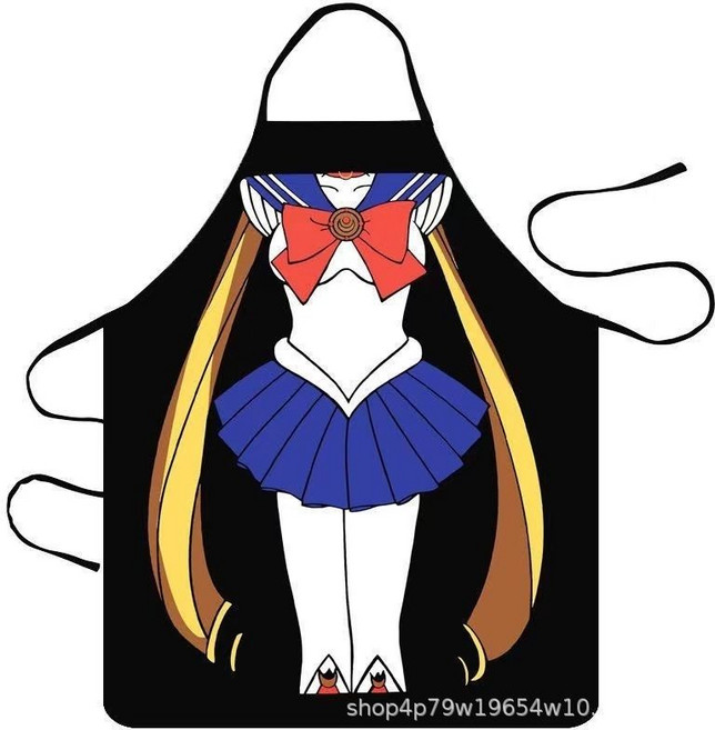 搞怪個性圍裙 廚房時尚家用圍兜, 1個, 美少女戰士