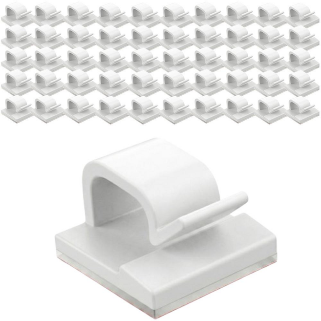 선정리 케이블 고정 클립, 화이트, 50개