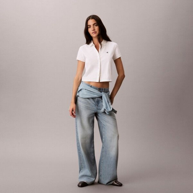 (매장)캘빈클라인 [캘빈클라인 진] [CK] 여성 쿨링 저지 크롭드 폴로 반팔 티셔츠 47G216G YAF 228901