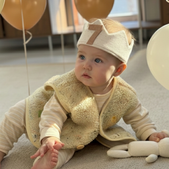 아기 50일 100일 돌 생일 왕관 아기성장 촬영소품 종이왕관 신생아 출산 선물, 베이지, 1박스