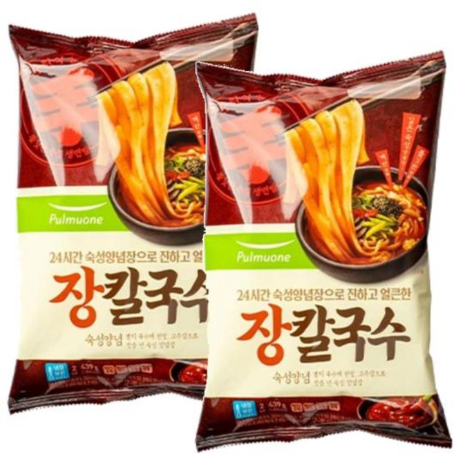 밀키트 해장 풀무원 강원도식 얼큰한 수타 식 장 칼 국수 2인분, 439g, 2개