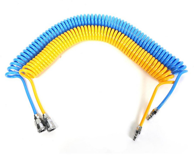 우레탄 코일호스 카플러 닛플 8 10 12파이 5M 7.5M 10M 일체형 에어호스 파워호스 카플링 장착 에어타카 에어건 에어 연결 호스 튜브 돼지꼬리 콤프레샤 콤프레셔 에어공구, 코일호스 8mmx10M