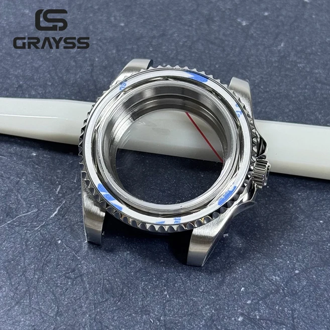 블랙 베젤 40mm 다이버 방수 SUB NH34 NH35 NH36 무브먼트 사파이어 글라스 시계 케이스 모드 글라스 백 20, 40 No Bezel Insert A2