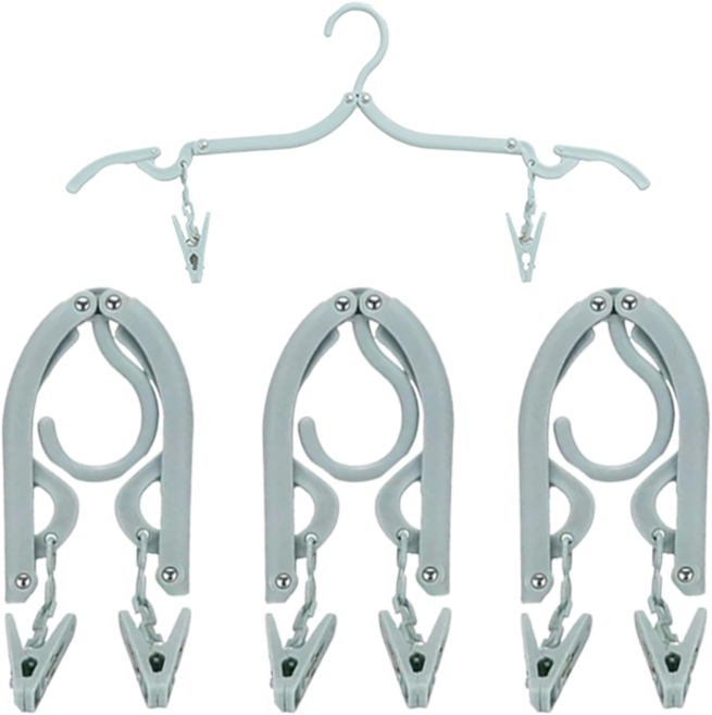 에이필미 여행용 접이식 미니 집게 옷걸이 4종, 블루, 4개