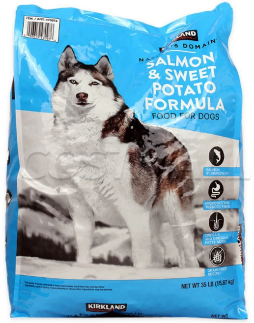 미국산 커클랜드 프리미엄 애견사료 15.87kg 성견용, 연어+고구마, 1개 - 쿠팡