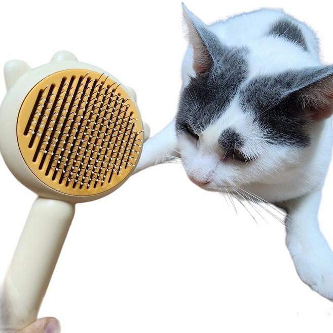 고양이빗 강아지빗 죽은털 엉킨털 애견 털제거 털정리 브러쉬 슬리커 빗, 아이보리, 1개