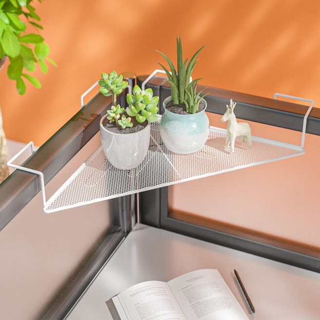 데스크 칸막이 파티션 메탈 선반 매쉬 사무실 책상 코너랙 사무용품 화분보관 28cm, 1개, 화이트