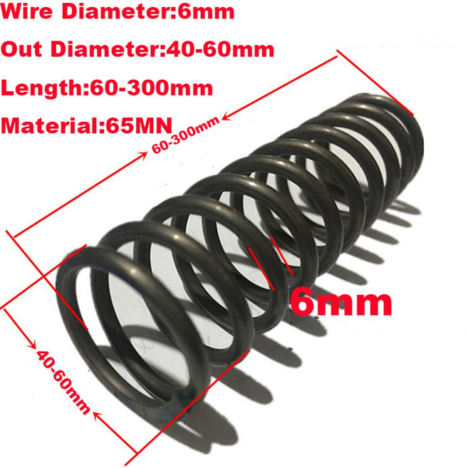 헤비 듀티 충격 흡수 강철 코일 압축 스프링 6MM 와이어 직경 40MM 45MM 50MM 60MM 외경 60 300MM 길이, Wire xOut DiaxLength, 6x40x300mm, 1개