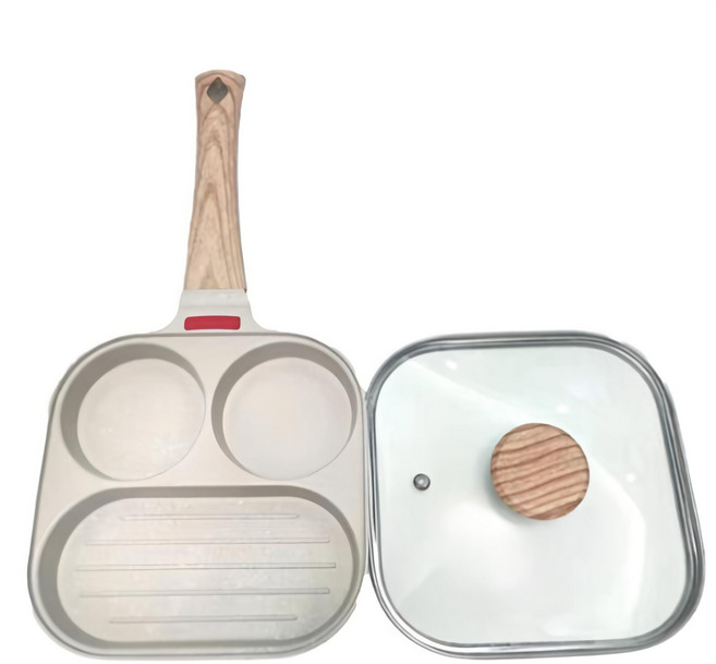 휘케이 인덕션 멀티 계란 후라이팬 + 뚜껑 세트, 19cm, 1개