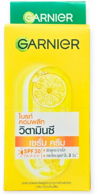 Garnier Yello Vit C Bright Complete SPF 30 PA+++ 가르니에 옐로우 비타민C 브라이트 컴플리트 SPF 30 PA+++ (7ml x 6개입), 6개, 7ml - 쿠팡