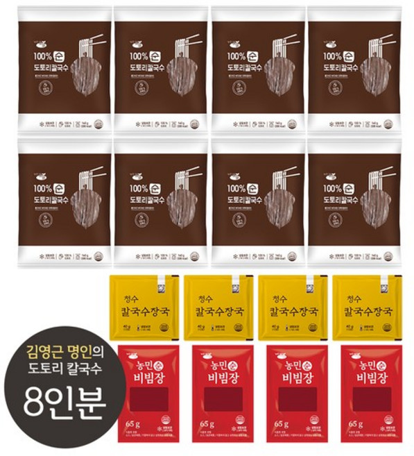 김영근 명인의 100% 도토리 칼국수 8팩 (장국 4+비빔4), 8개, 140g