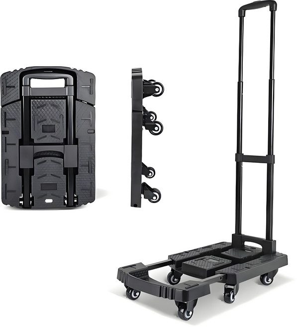 LA DERIVE 카트 폴딩카트 6랩 확장형 캠핑마트쇼핑 폴딩카트 엘라스틱 섀시카트 3단 폴딩카트, 블랙, 1개