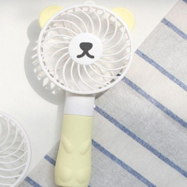 호호언니네휴대용 핸드 손풍기 미니 목걸이 표정스티커 선풍기 핸디형, 브라운