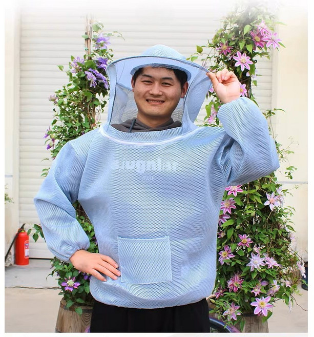 DOA 통기성 좋은 꿀벌 방지 의류 양봉옷 방충복 해충방지 벌초 작업복 모기장옷 보호복 해충퇴치, 1개, 화이트