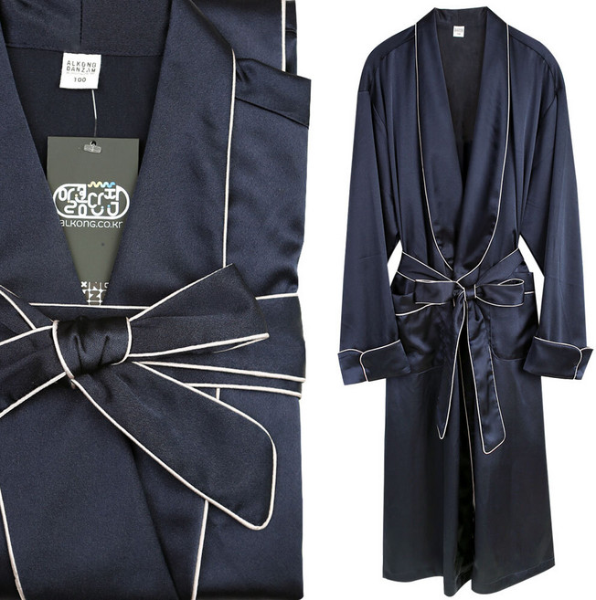 알콩단잠 ~120cm 롱 커플 로브 실크 새틴 결혼 선물 샤워 목욕 나이트 가운