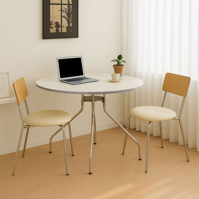 룬트 원형테이블 미드센츄리 모던 크롬 식탁 1000, 1000(WWD3083)