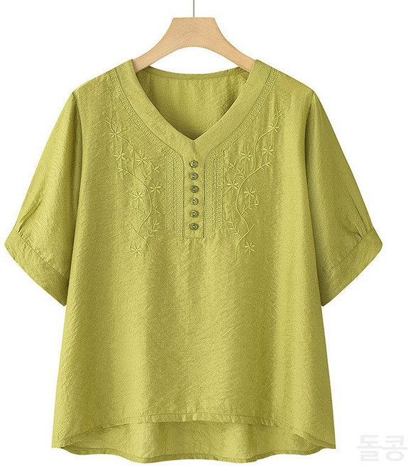 여성 여름 린넨 텐셀 자수 반팔 티셔츠 투피스 세트 캐주얼 스타일 휴양지 적합 시원한 착용감 편안한 반바지 상의 썸머 정장 코디