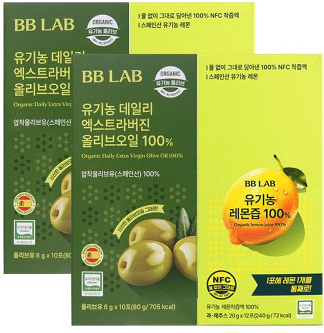 비비랩 유기농 엑스트라버진 올리브오일 + 레몬즙 스틱 올리브레몬샷 올레샷세트, 2세트, 320g