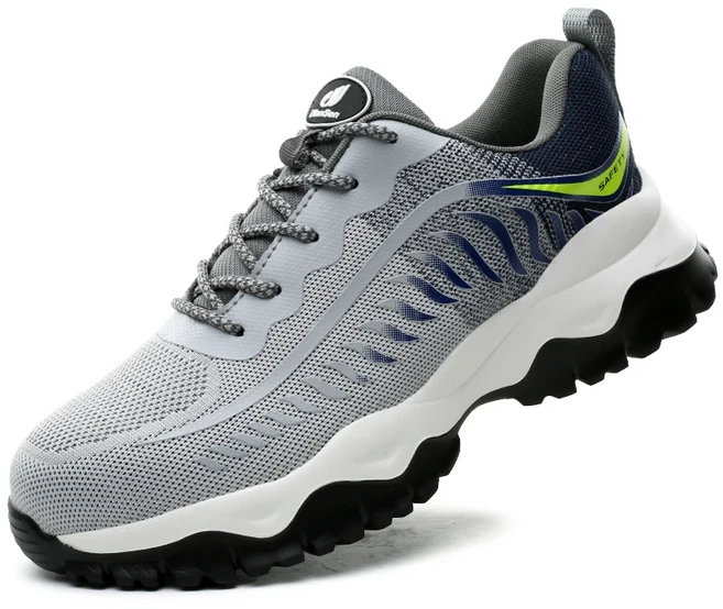 경량 안전 신발 남성 작업 강철 발가락 캡 부츠 운동화 통기성 레이스 패션 건설