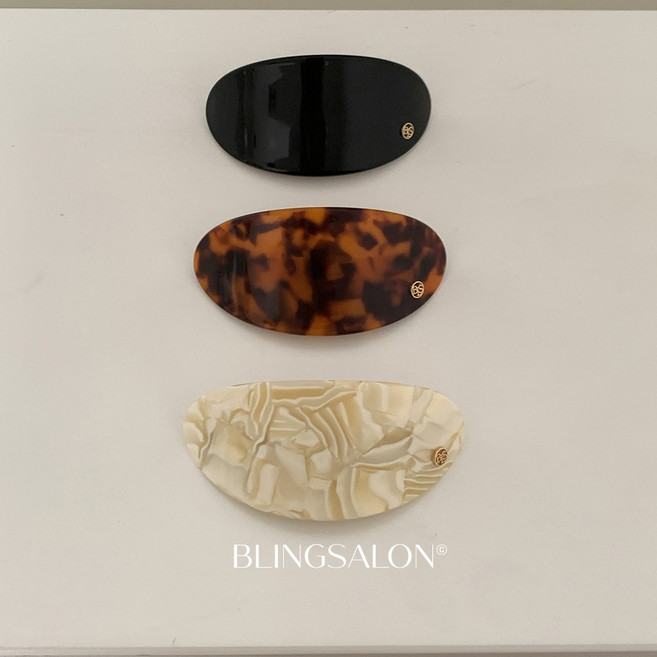 블링살롱 에그 오발 자동핀 셀룰로오스 고급 프랑스 헤어핀 3컬러 여성 반머리 머리핀