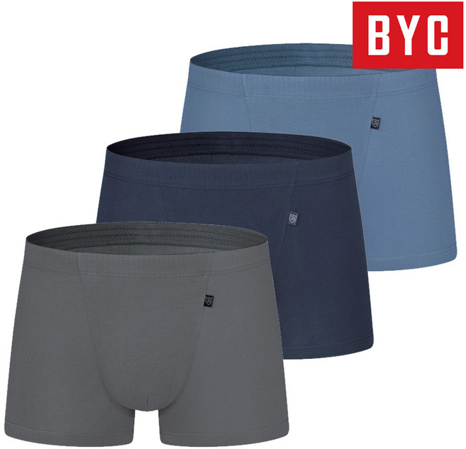 BYC 남성 80수 고급 드로즈 면스판 사각팬티 하이앤노블 3매입 MNS5004