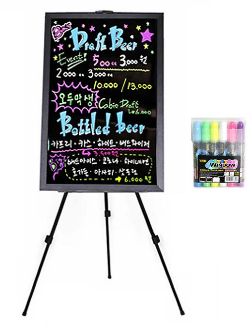 일반블랙보드 삼각이젤 마카펜6색 세트, 1세트