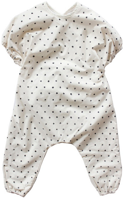 (반팔)내추럴 도트 유아 전신 미술가운/프리미엄/면100%, 아이보리, 토시미포함