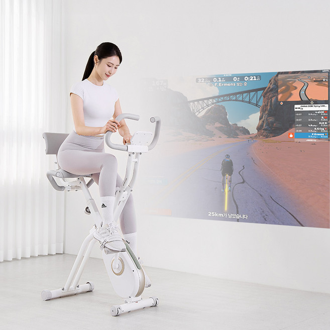 숀리 엑스바이크 E4메타 실내자전거 접이식 바이크 즈위프트 가정용 헬스 사이클 홈트운동기구, 모브 핑크