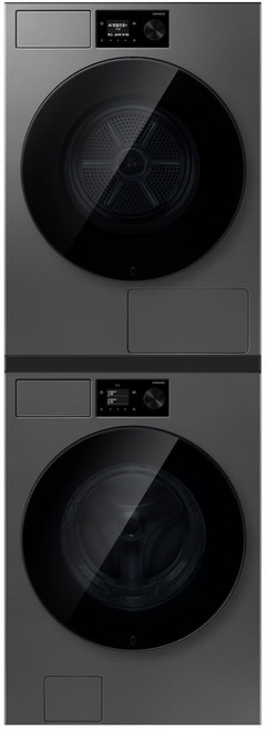 Bespoke AI 세탁기+건조기 24/20kg (71.1mm LCD+다이얼)+상단 설치 키트, 다크스틸, WF80H2420BDHS