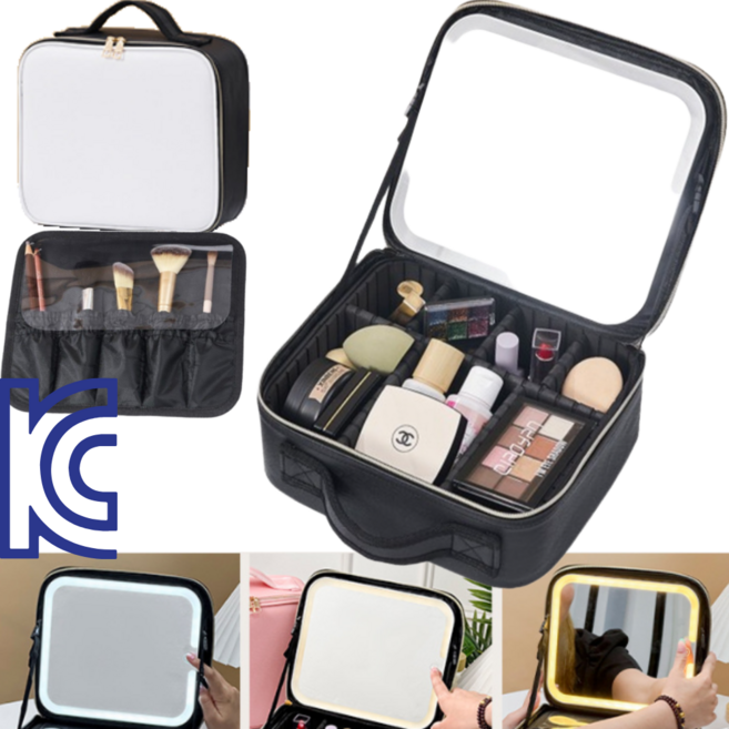 프라홈 LED 메이크업 하드 케이스 방수 파우치 박스 가방, 1개, 화이트