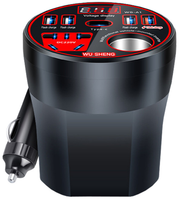 체리스팟 IN-008 200W 차량용 인버터 시가잭 멀티 고속 충전 12V 24V 차량 멀티 충전기 [KC인증], 1개