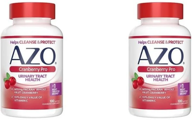AZO 크랜베리 프로 여성 및 남성을 위한 알약 600mg 파크란 농축된 전체 과일 분말로 만들어져 요로를 정화하고 보호하는 데 도움 무설탕 비유전자변형 100 소프트젤, 100 Count (Pack of 2) - 쿠팡