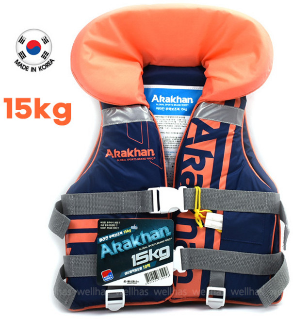 아라칸 부력보조복 15kg 주황 아기 어린이 구명조끼 스윔자켓 수영장 물놀이용품, 칸 부력복15kg_2018, 1개