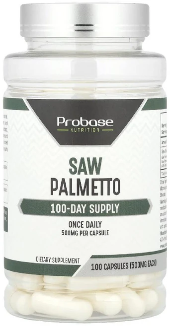 프로베이스뉴트리션 쏘팔메토 500mg Saw Palmetto 소팔메토 추출물 캡슐 100정, ProBASE 베이스 NutritiON 온, 쏘팔메토,, 1개 - 쿠팡