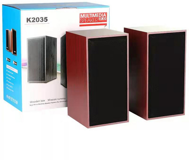 K2035 USB 2.0 木質音箱 低音立體環繞音效, 木質色, E13