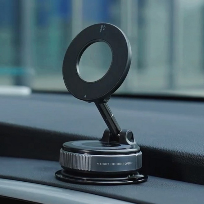 미소피아 다이얼 맥세이프 360도 진공흡착 거치대 핸드폰 휴대용 차량용 다용도, 1개, 블랙