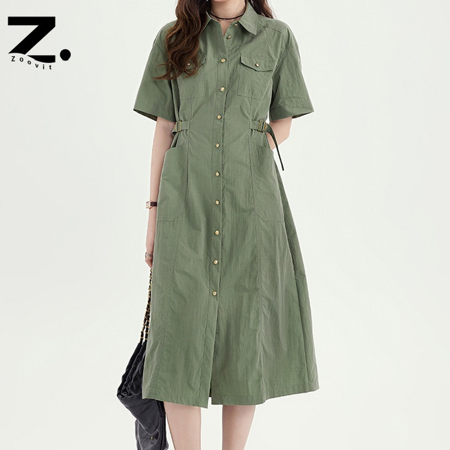 zoovit 여성 여름 카고원피스 슬림핏 데일리 롱원피스