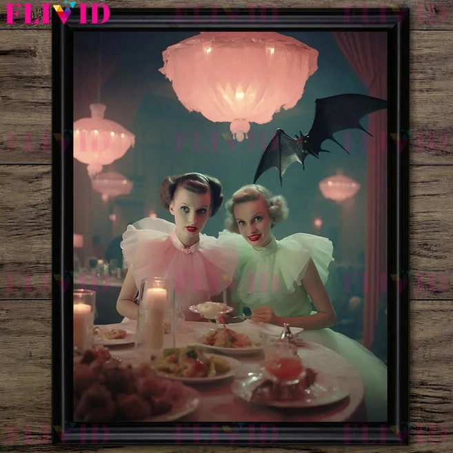 뱀파이어 테마 빈티지 사진 예술 포스터 인쇄 고딕 공포 칵테일 파티 벽 캔버스 회화 홈 장식, 1개, 8. F / A. 13X18cm NoFrame