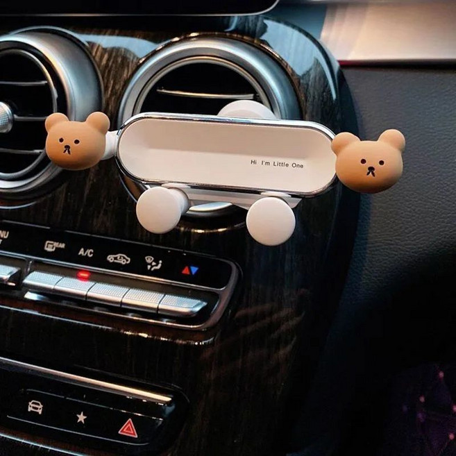 차량용 핸드폰 거치대 자동차 거치대 캐릭터 2026년형 차량 송풍구 스마트폰 내비게이션 고정 지지 거치대, 곰, 1개