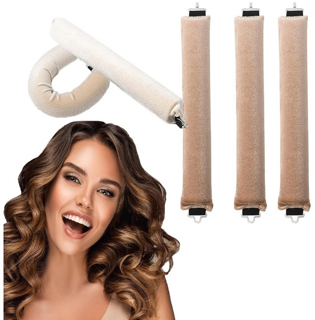 댓츠댓 자연스러운 셀프 롤링 헤어 웨이브 수면헤어롤, 베이지