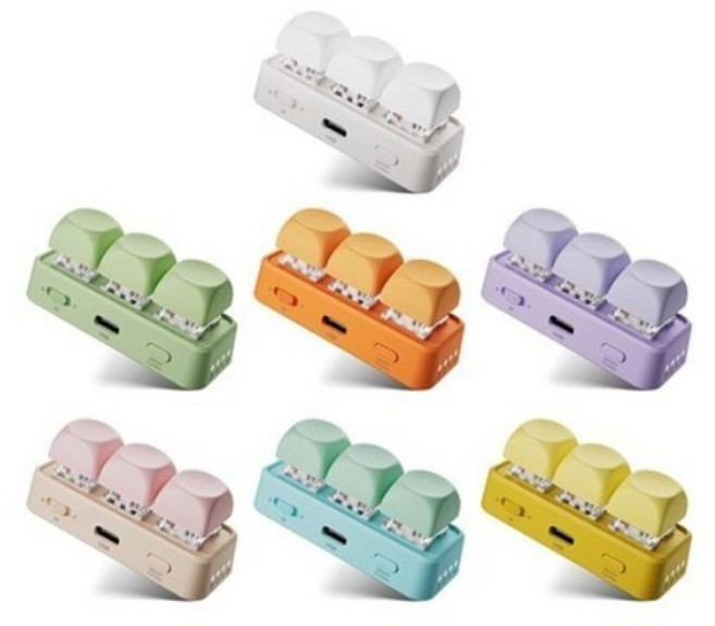 Hanlinyue Free3 블루투스 전자책 플립북 미니기계식키보드 페이지터너 스마트폰 리모컨 핫스왑 RGB 380mah, 퍼플