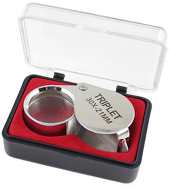 접이식 미니 루빼 30배 30x21mm 루페 세공 돋보기 확대경, 단일수량