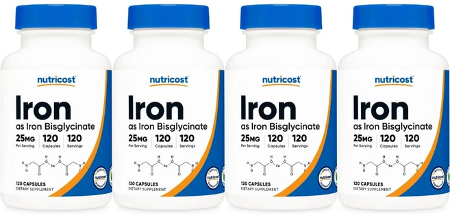 뉴트리코스트 아이언 철분 25mg, 4개, 120정 - 쿠팡