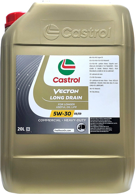 캐스트롤 벡톤 롱드레인 금색 5W30 20L CK-4 E8 연비절감형 100% 합성 장수명 디젤 엔진오일 (10W40 대체시 연비개선) 화물차 트랙터 선박용 리뉴얼 신제품, 1개