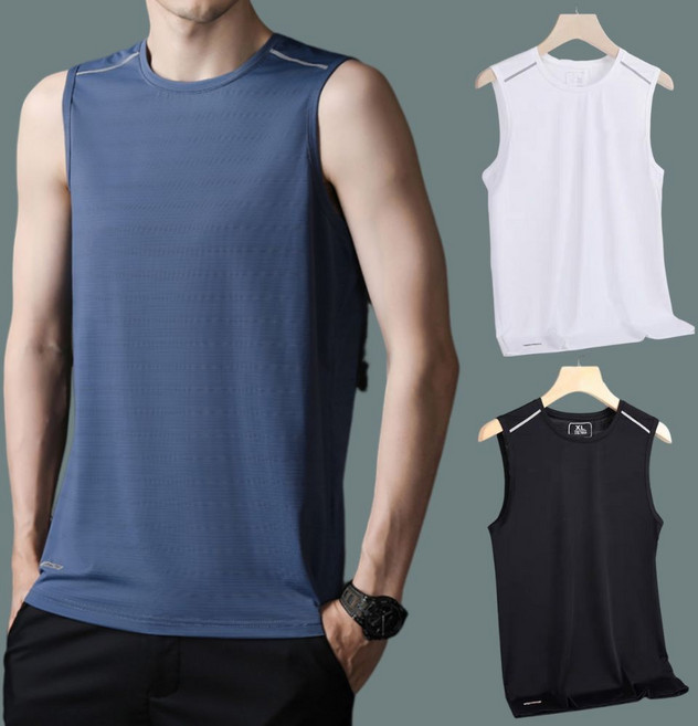 PN 男款涼感運動背心 透氣排汗無袖上衣 反光設計