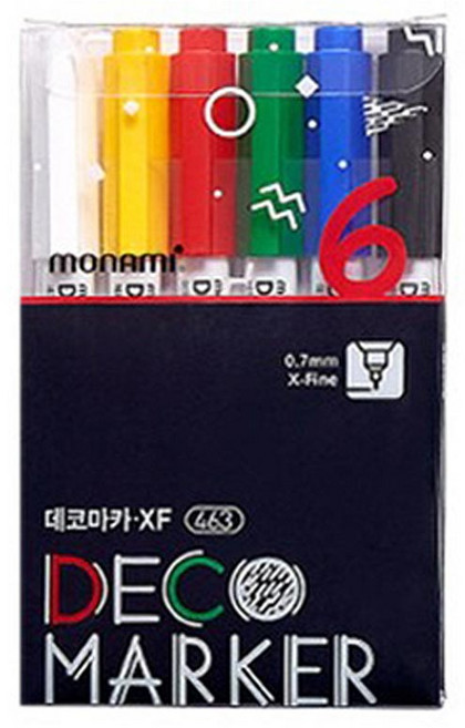 모나미 데코마카 463 가는닙 기본 세트, 6색, 1세트