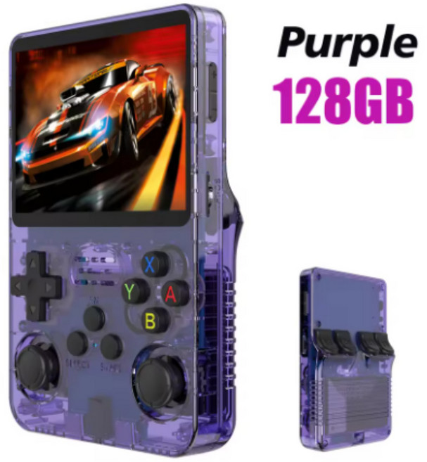 하루딜 R36S 레트로 휴대용 게임기 한국어지원 오락기 퍼플 64G 128G
